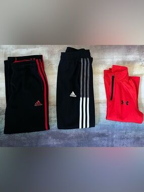 Boys Size 8 Athletic Bundle - Adidas pants & UA zip up